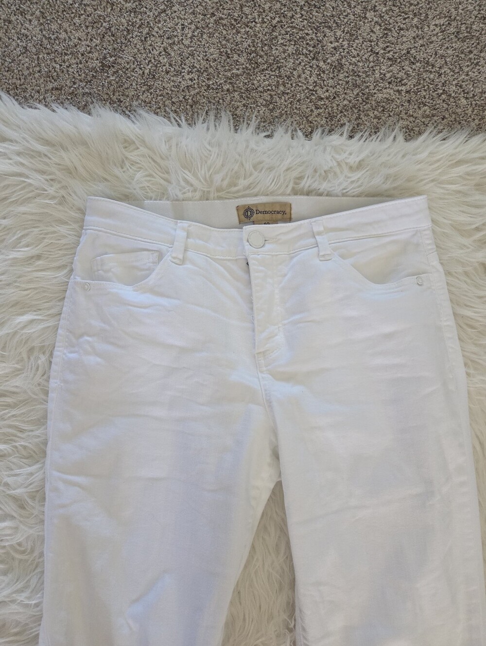 Democracy Ab Tech High Rise Slim Straight Leg Jeans White Frayed Cuff - Picture 10 of 14